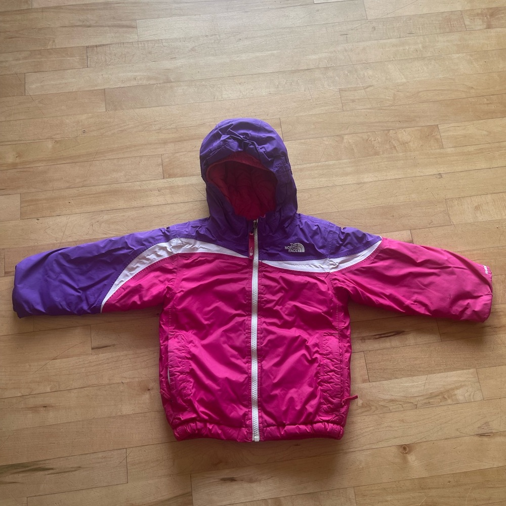 The North Face Girls Hot Pink and Magenta Hooded Windbreaker